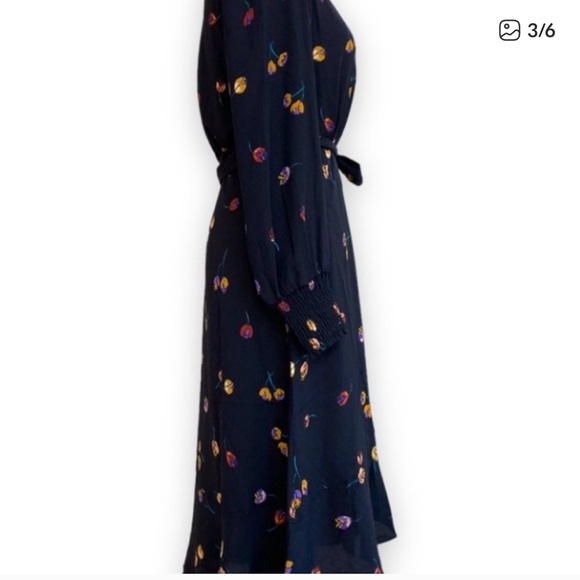 Cabi Divine Black Floral Long Sleeve Midi Dress. Size medium. - Picture 3 of 16